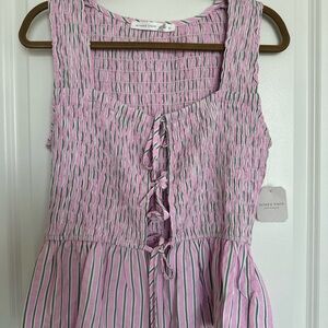 Altar'd State Pink and Green Striped Tank Top